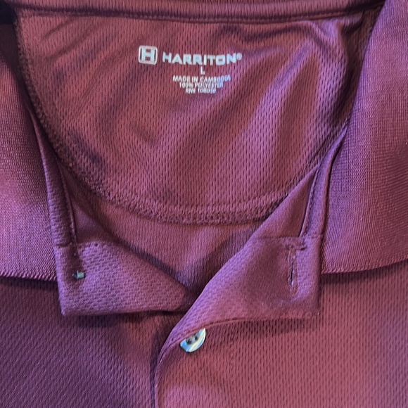Harrington Performance Maroon Men’s Lg Collared Polo Shirt - Picture 2 of 3